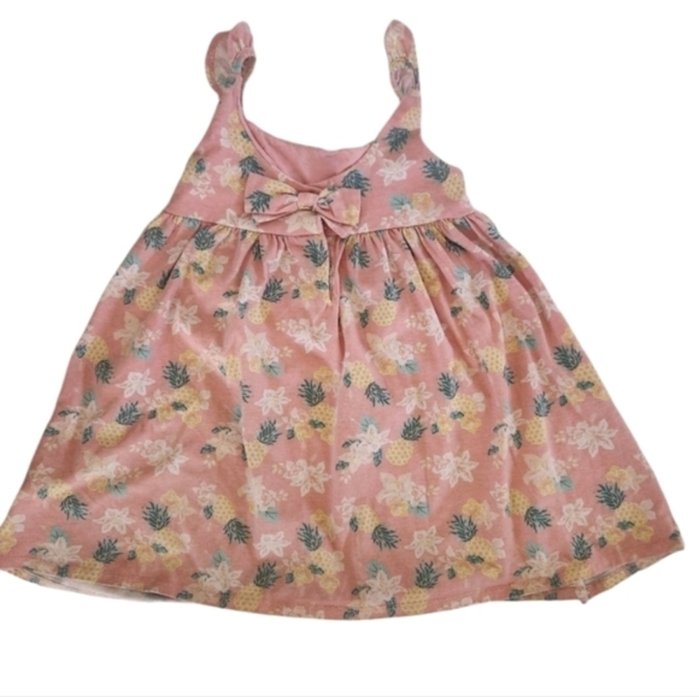 Sleeveless Toddler Girls Floral and Pineapple Flare Dress 4T